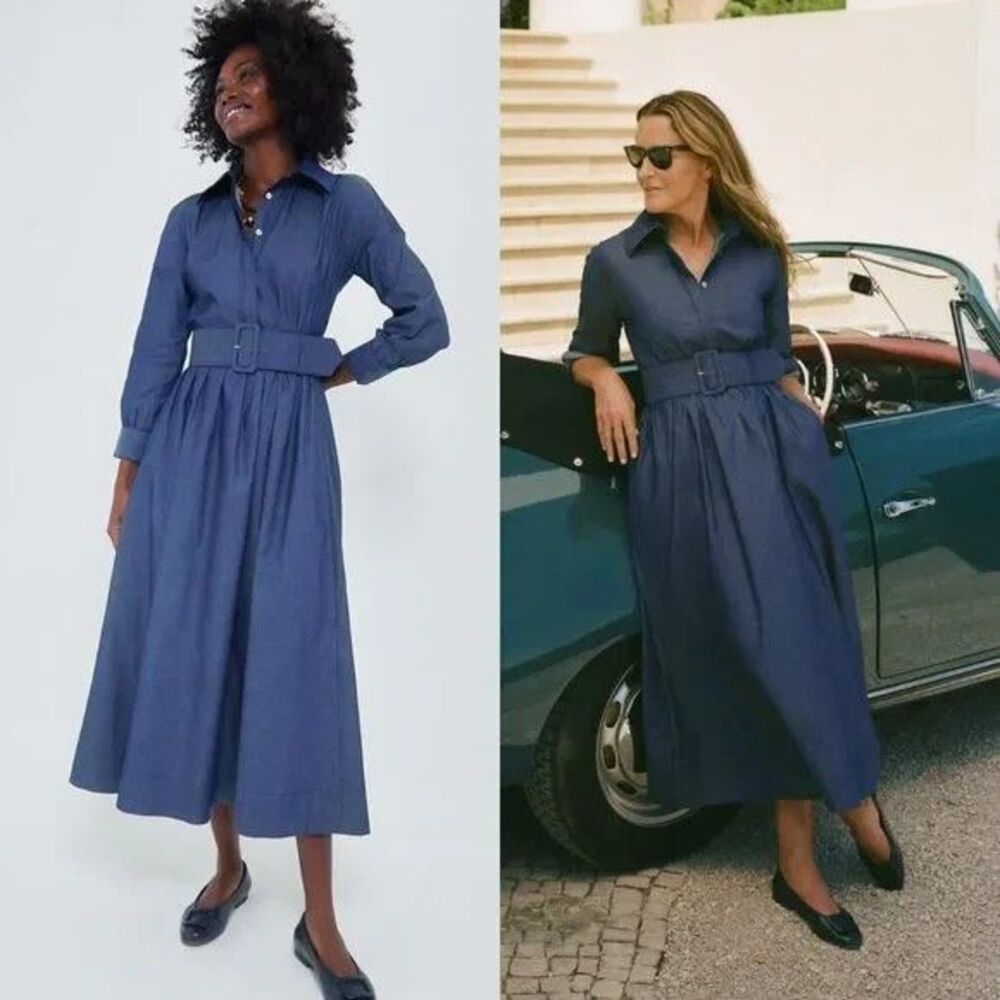 TUCKERNUCK X INDIA HICKS Chambray Comporta Dress MAXI blue X Small $278